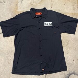 Dickies Black Casual Button Down Shirt heathen biker